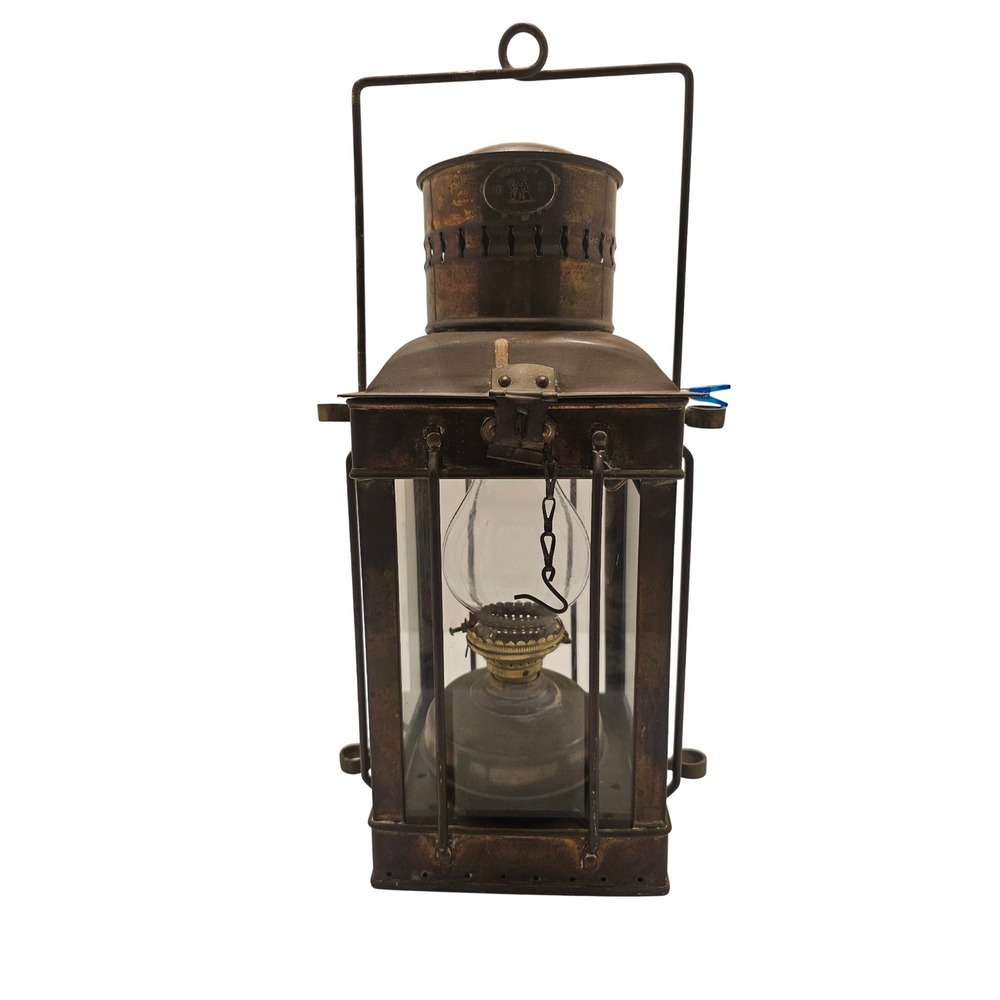 Vintage Neptune NR Brass Ship Lantern Nautical Maritime Oil Lamp Signal Light